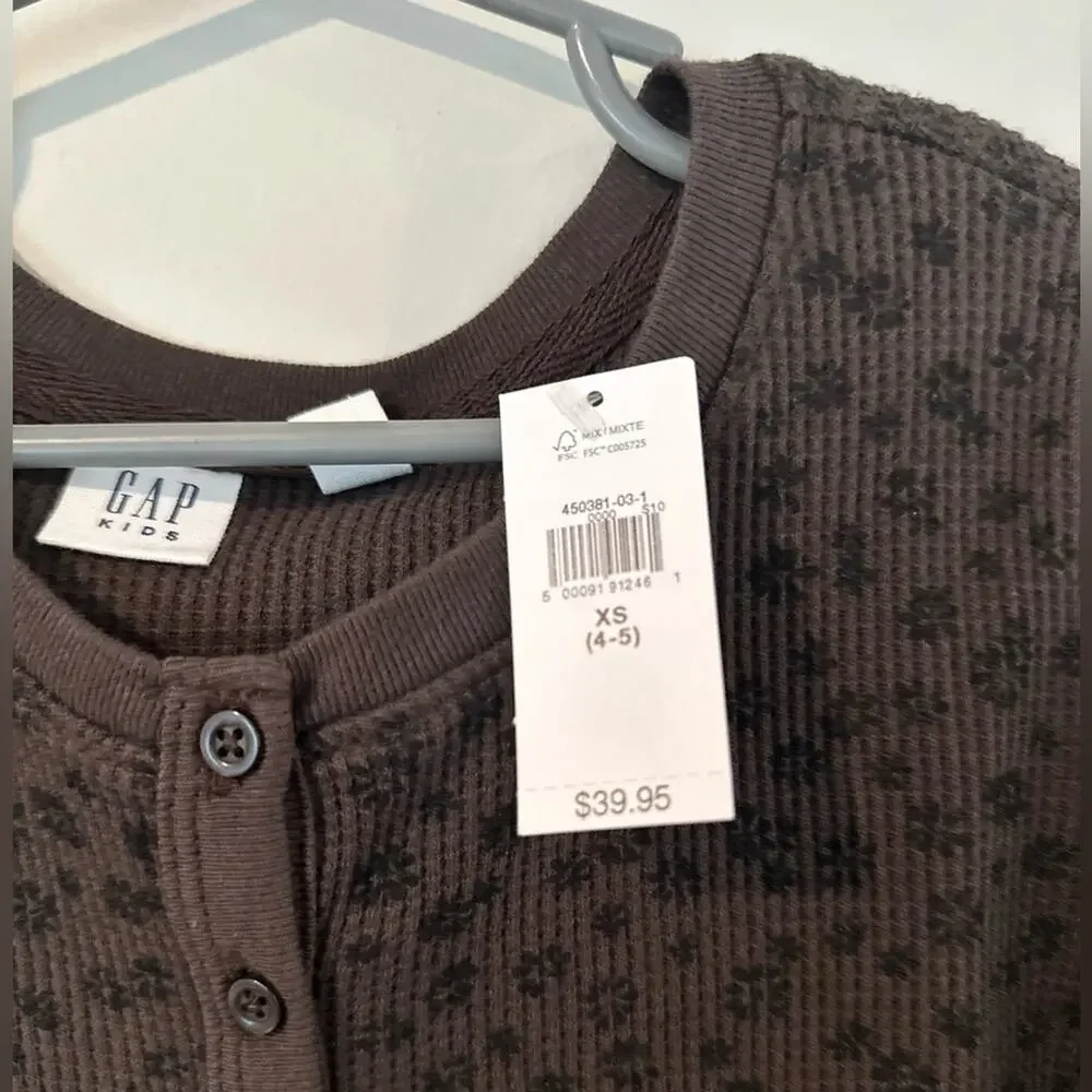 GAP Kids XS‎ 4/5 Waffle Knit Brown Floral Skater Dress